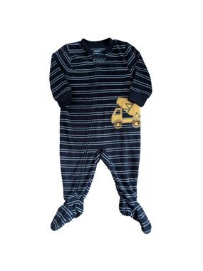 🩵‎ 4/$20 Carters Cement Mixer Fleece Navy Footie Sleeper 6m